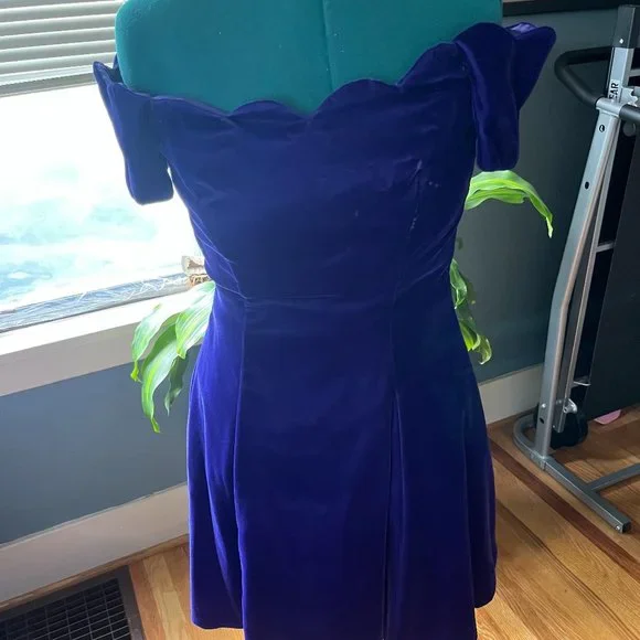 Paris Sport Club | Dresses | Vintage 8s Velvet Purple Cold Shoulder Dress  With Tulle Layer Paris Sport Club | Poshmark